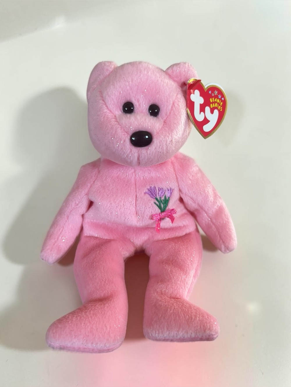 Ty Beanie Baby Mum Bear w/ Tag Pink Mother's Day Plush Retired